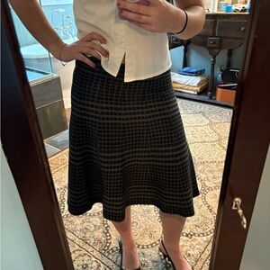 Max Studio Black Grid A-Line Skirt